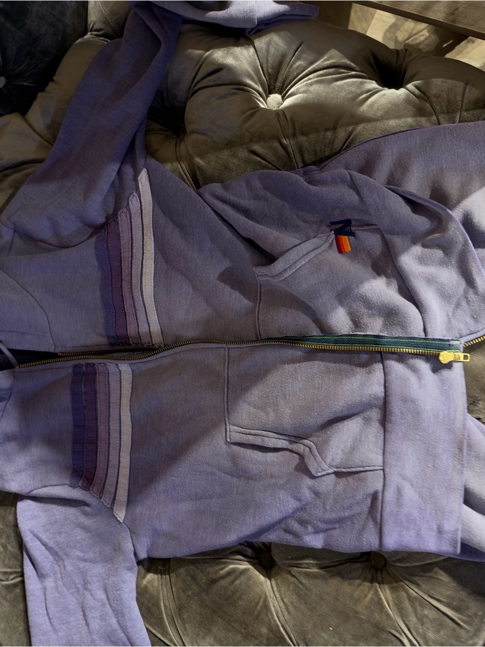 Women's Lavender Track Zip-Up Hoodie with Stripe Detail